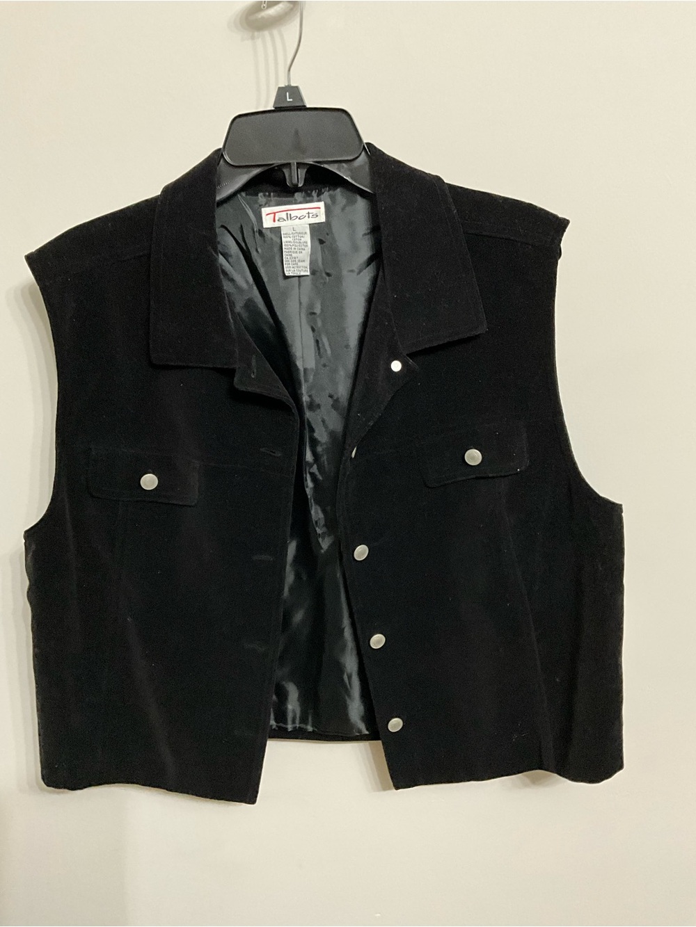 Talbots Black Suede Snap-Front Men's Vest